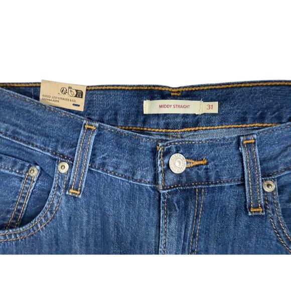 Levi's NWT 31x30 Middy Straight Jeans Mid Rise Denim Dark Wash - Picture 3 of 5